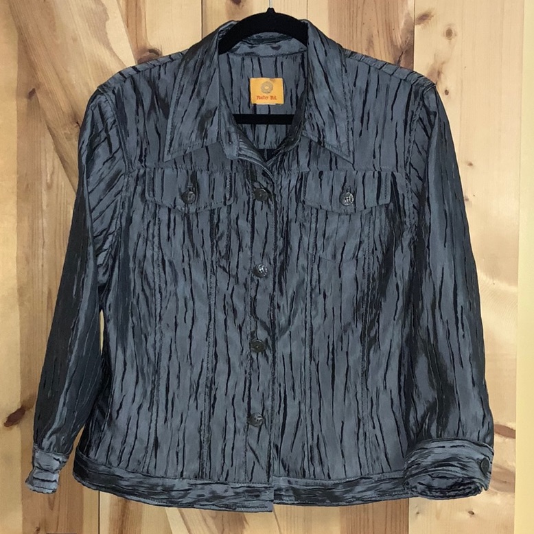 Ruby Rd. - Grey & Black Lightweight Button Down Jacket